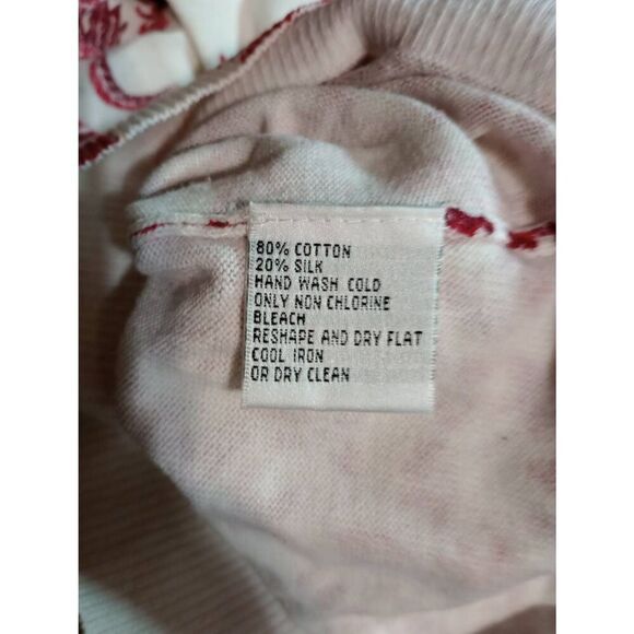 Talbots Sweater Ladies Extra Large Red White Floral Silk Blend VNeck Light Weigh - Picture 5 of 7